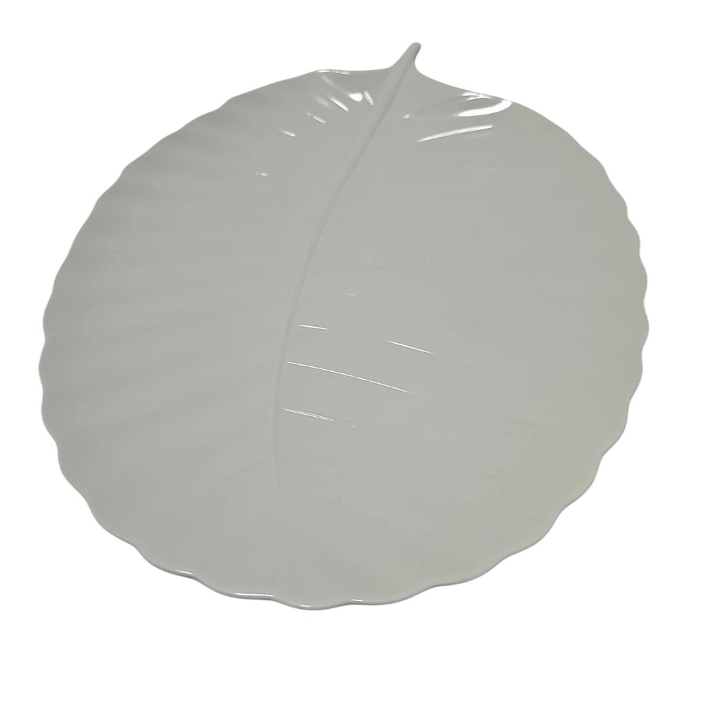 Martha Stewart Leaf Plate Serving Dish Shapped White‎ Oven Safe to 450 14in Nwot